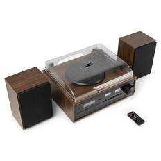 Audizio Boston skivspelare set med högtalare, Retro Skivspelare med Bluetooth, CD-spelare och DAB+ radio - Trä