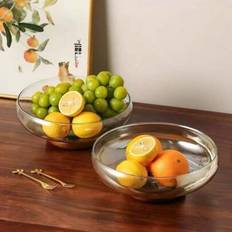 1 st. fruktskål och bricka i glas med träbas, serveringsfat med förvaring av mat, lämplig för bröllop, fest, present, födelsedag - Multifärgad (Multi-size)