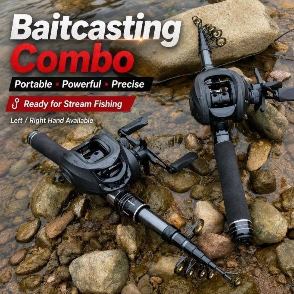 Ultralätt Baitcasting-rulle Combo Långkastande Mini Fiskehåv Teleskopisk Fiskehåv Resa