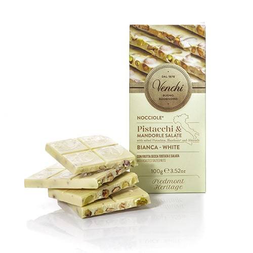 Venchi Vit Chokladkaka Mandel, Pistage & Hasselnötter 95g