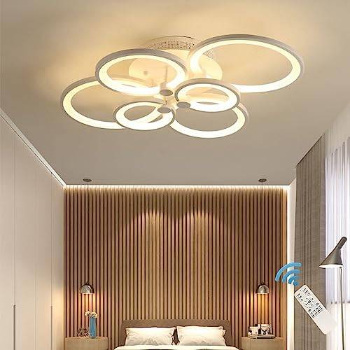 Ganeed LED-taklampa med fjärrkontroll 72W modern akrylkrona dimbar ljusfärg infälld taklampa för matsal sovrum kök ljusarmaturer 6 ringar