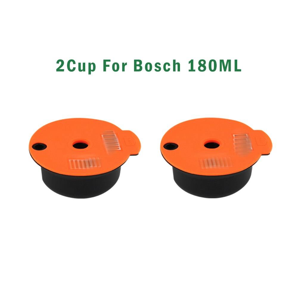 Påfyllningsbar kapsel för b-osch gummi silikon o ringar för nespresso kaffekapslar tätningstillbehör crema maker verktyg - 2 koppar för bosch 180ml