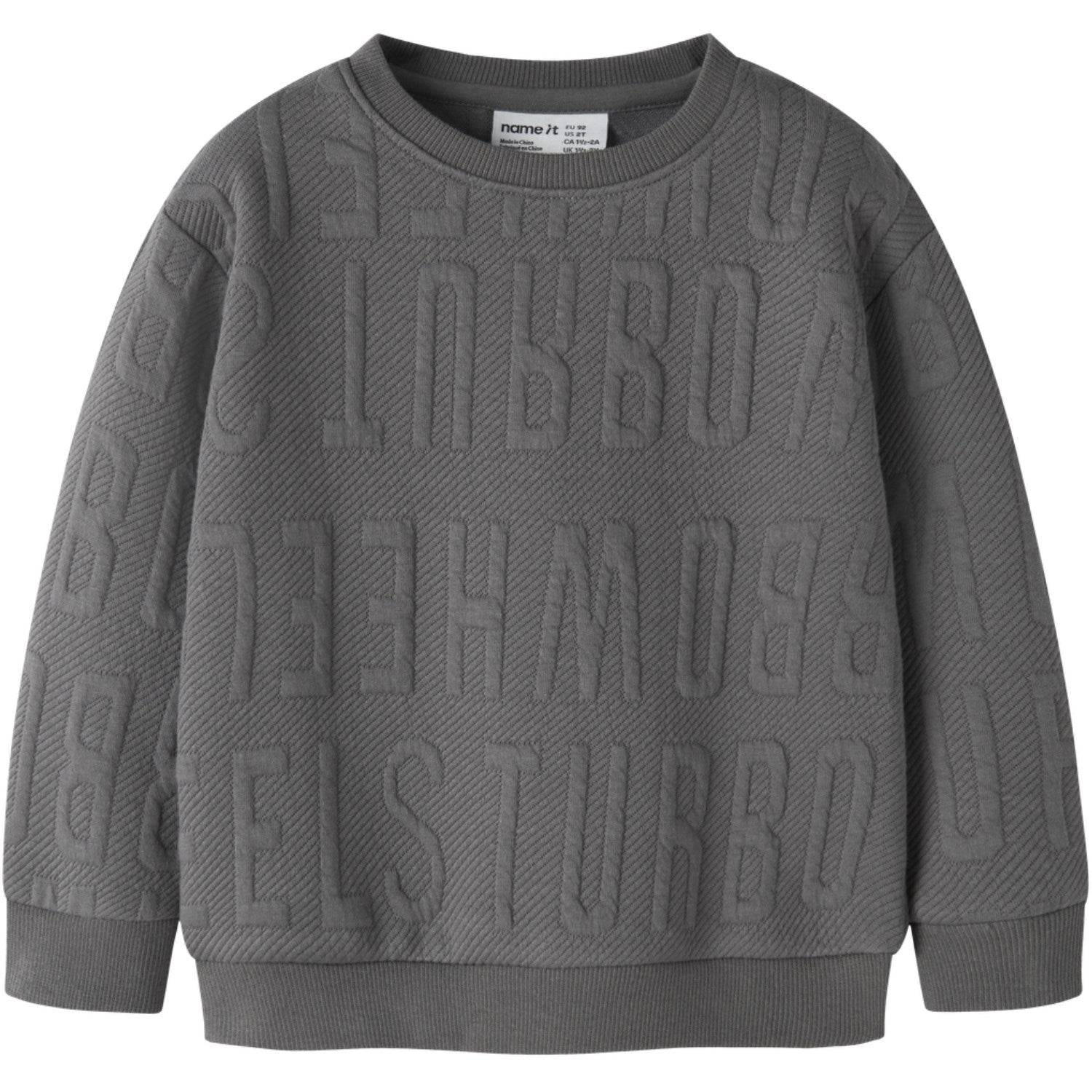 Name It Charcoal Gray Nmmstig Ls Nreg Sweat Str. 110