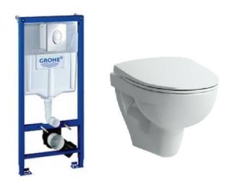 Laufen Pro-N vägghängt toalettpaket, vit/krom