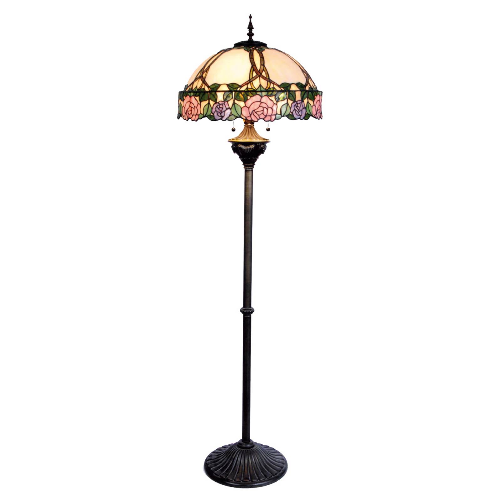 Clayre&Eef Tiffany golvlampa EMILY, Multifärgad, Vardagsrum / matsal, Glas, Tiffany, Golvlampa