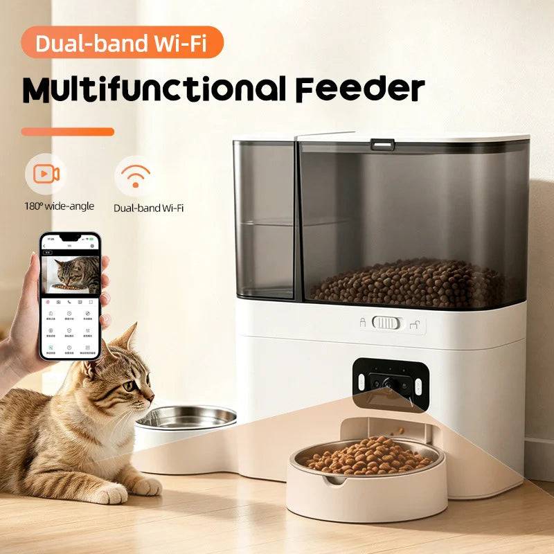 5L Smart Cat Feeder & 3L Water Fountain Bundle with HD Camera - White