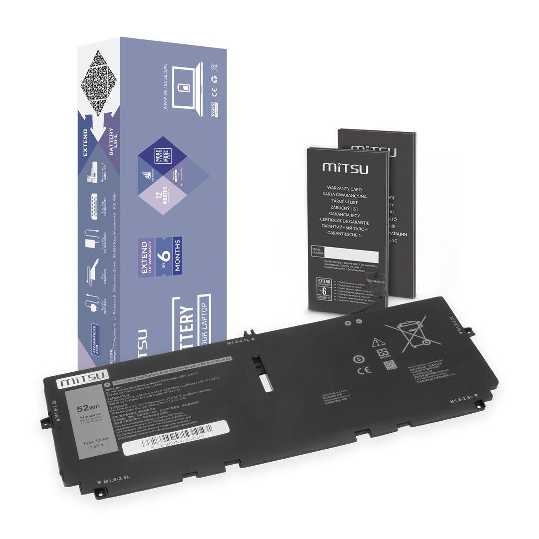 722KK Batteri för Dell XPS 13 9300 9310 9380 - 7,6V