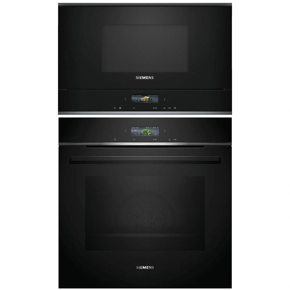 Siemens paket ugn och mikro HB772A1B1-BF722L1B1 - iq700, pyrolys + vänsterhängd