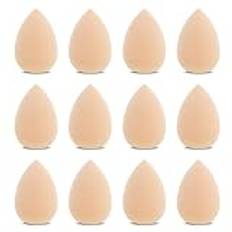 WLLHYF 12 st mini makeup svampset professionella små makeupsvampar under ögonen mixer smink ägg foundation blanda smink puff för pulver kräm touch ups (ljus hudton)