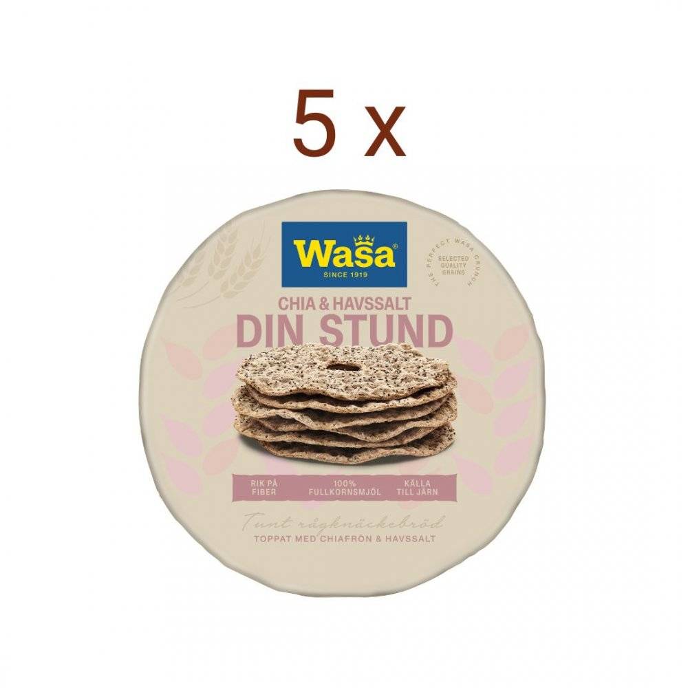 5 st Wasa - Din Stund Chia & Havssalt 260 g