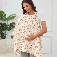 1 st muslin amningsskydd, andningsbart amningsskydd med styv ring för mamma, amningsförkläde, multifunktionellt bilbarnstolskapell påskpresent - Multifärgad (En-Storlek)