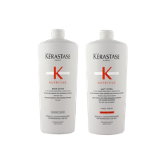 Kérastase Nutritive Bain Satin 1000ml + Kérastase Nutritive Lait Vital Conditioner 1000ml