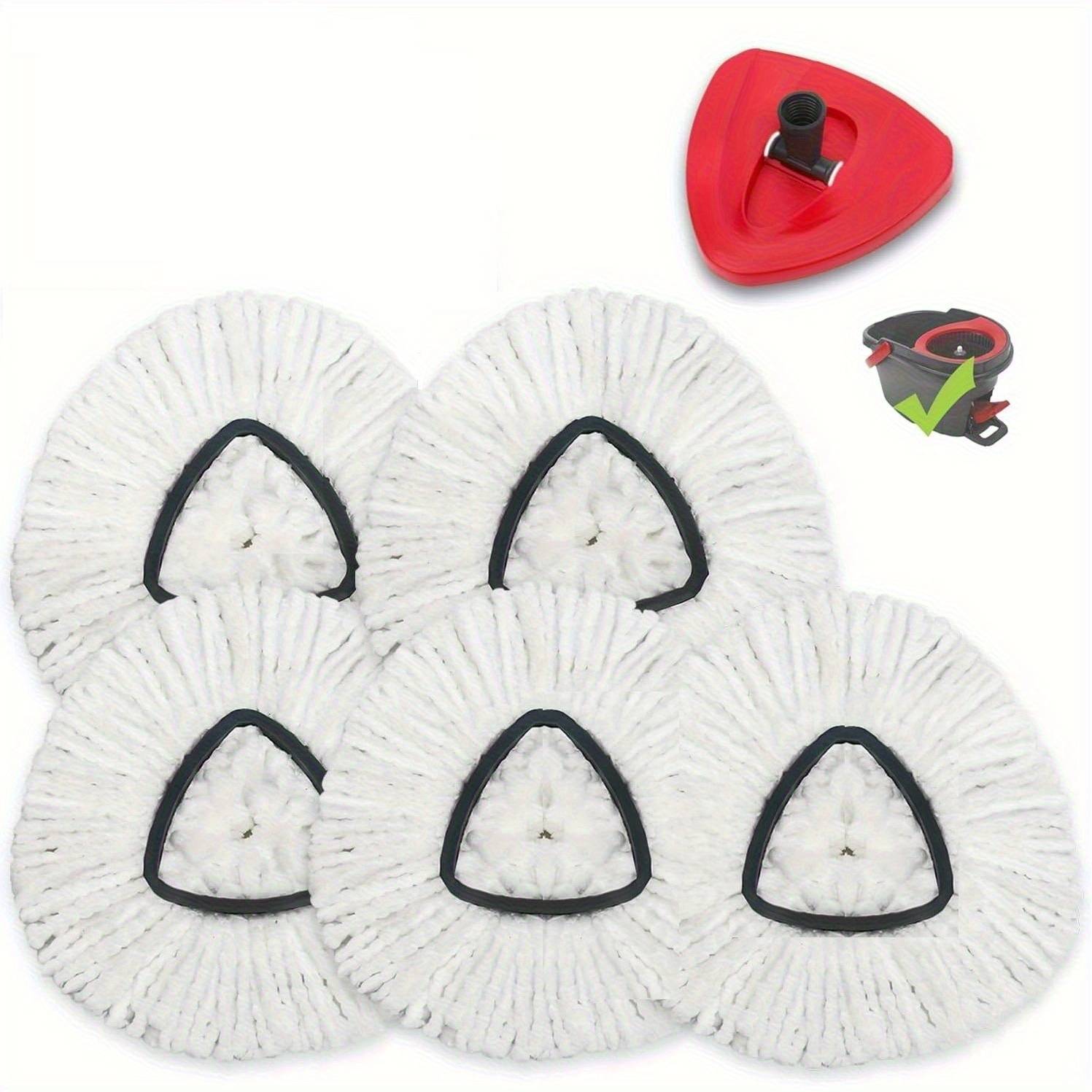 5-pack Rotating Mop Replacement Heads Compatible With Oceda Easywring 1 , Reusable And Microfiber Mop Replacement Pack For Hardwood Floor Cleaning With Base