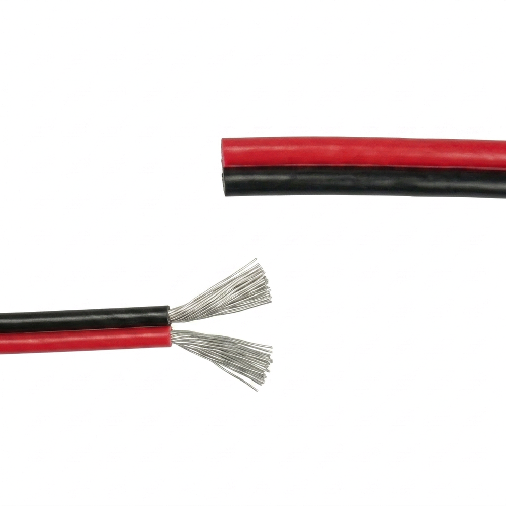 20m 1,2mm² kabel rød/sort - 2-ledet (16AWG), 12V-24V, til LED strip