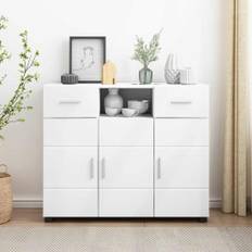vidaXL Sideboard med låda Vit 88.5 x 30.5 x 73 cm Konstruerat trä