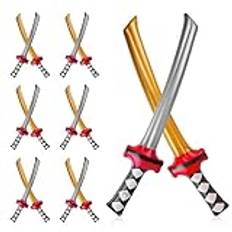 12st Uppblåsbara Ninja Samurai Sword, Uppblåsbara Svärd för Barn Spränga Ninja Sword Toy Lekvapen Kostymtillbehör för Festmaterial Ninja Cosplay (Guld, Silver)