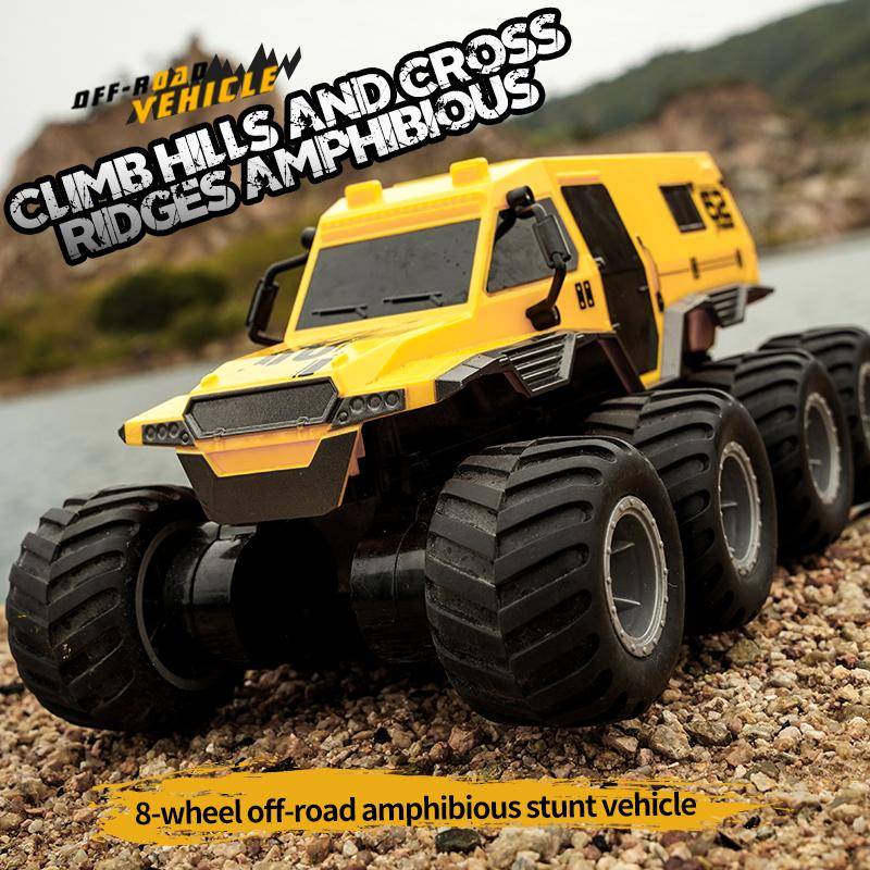 JJRC Q137 8x8 2.4G Fjärrstyrd Bil 8wd Terräng Amfibisk Stuntfordon 8-hjulig Speed Racing Truck Vattentät Crawler Leksak gray