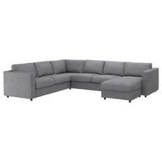 IKEA - VIMLE hjørnesofa, 5-pers., med chaiselong/Lejde grå/sort
