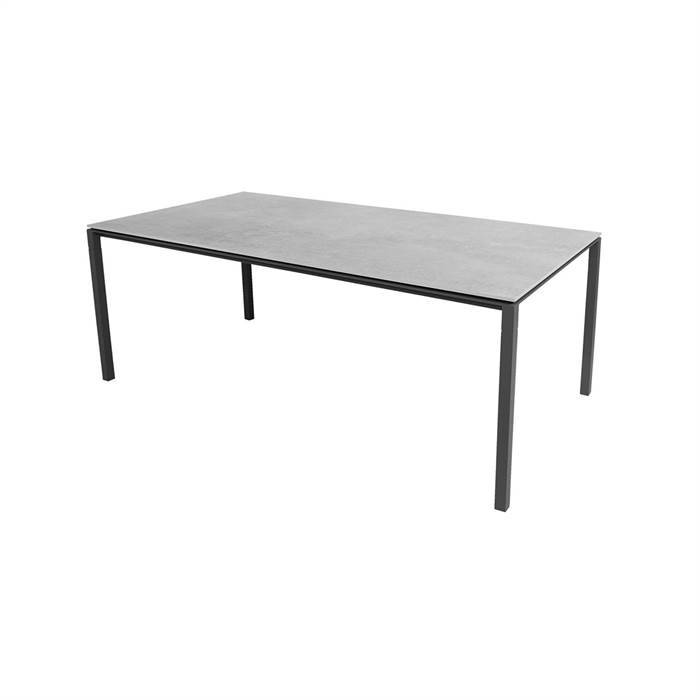 Cane-Line Pure havebord - 200x100 cm - Stel i Lavagrå - bordplade i fossil grå Lava grå (Aluminium)