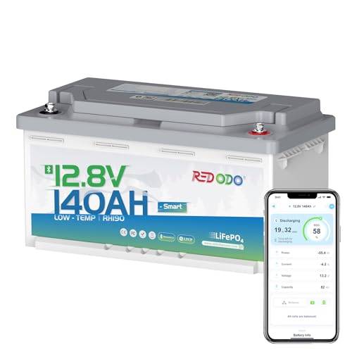 Redodo 12V 140Ah H190 LiFePO4 Batterie mit Bluetooth, 150A BMS, 1792Wh,IP65