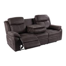 TEDDY Reclinersoffa 3 sits,tyg,brun, El