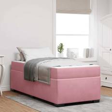 vidaXL Sängram med madrass Rosa 90 x 200 cm Sammet
