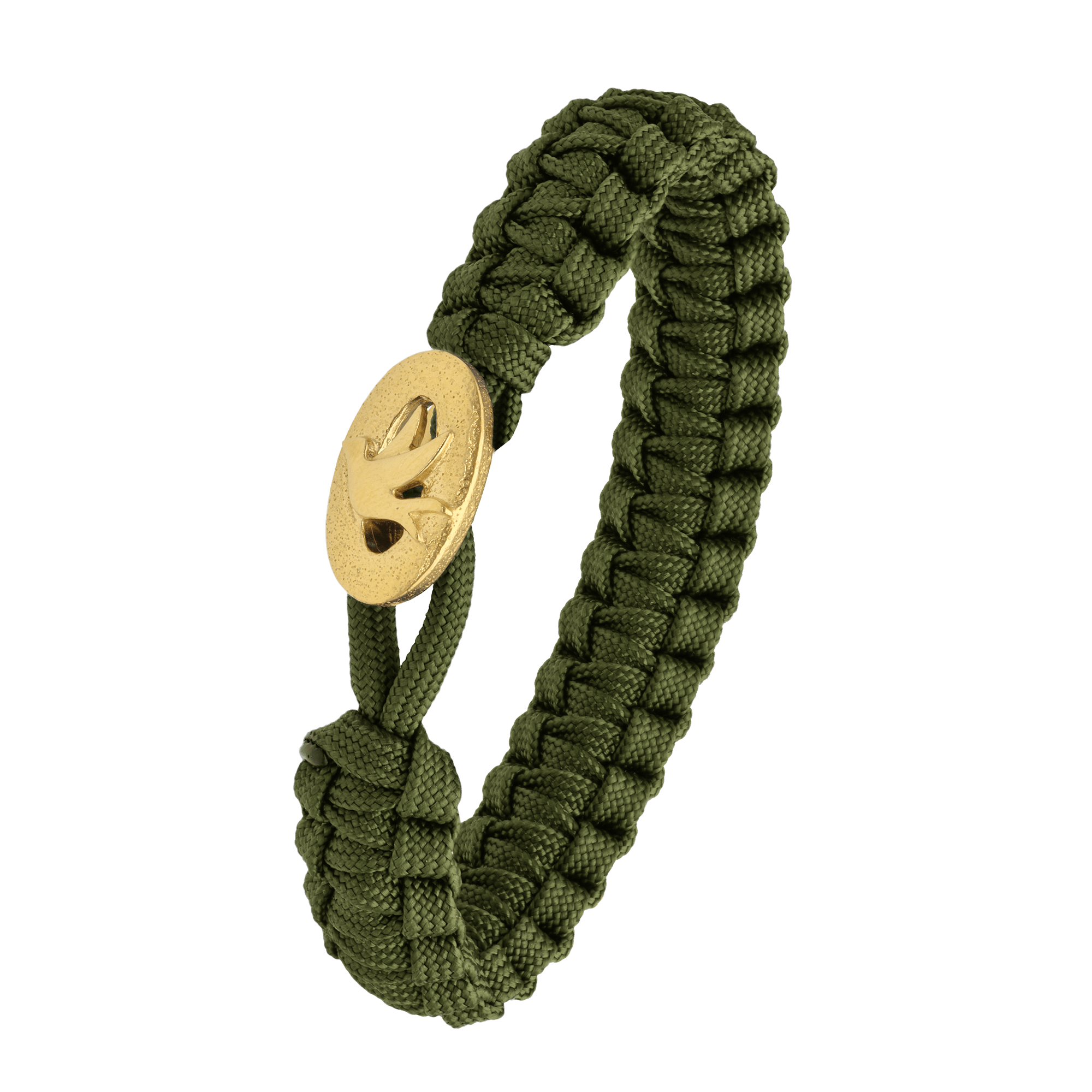 FSTS Bracelet Green with Gold Plated Sterling Silver Peace Dove Lock - Grön, Guldfärg (230 mm)