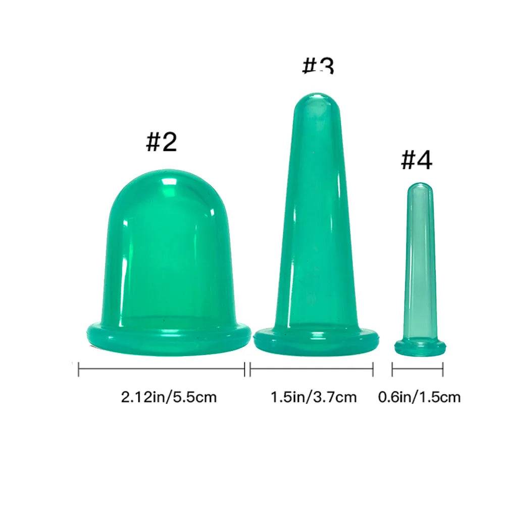 Silicone Vacuum Cupping Massage Jars Anti Cellulite - Green-234