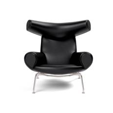 Fredericia Furniture Wegner Ox Stol 1000 Fåtölj Læder Primo 88 Black