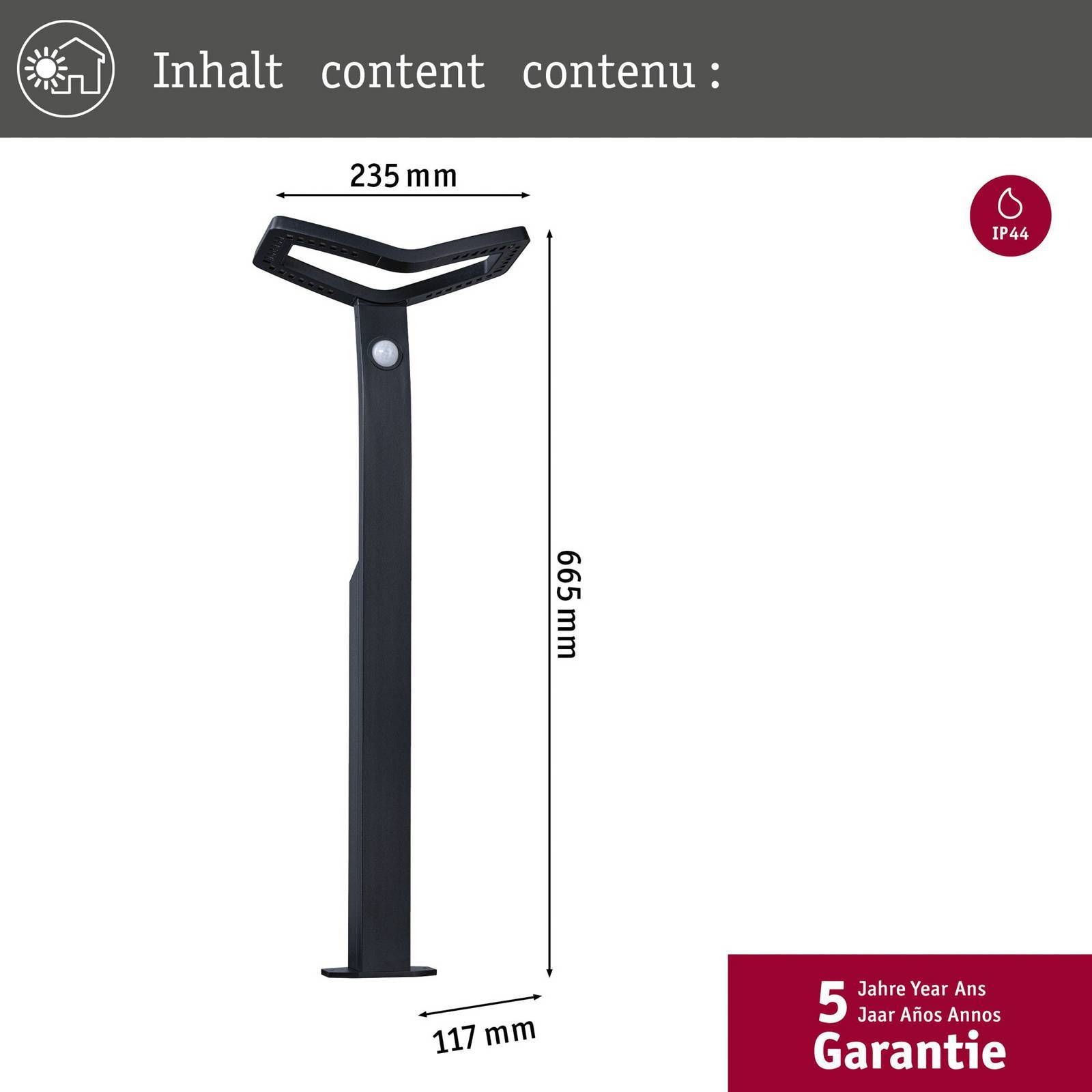 Paulmann Smart sensor väglampa Alara, CCT, antracit IP44 Alara, Svart, Metall, Modern, Smarta hem väglampor trädgård