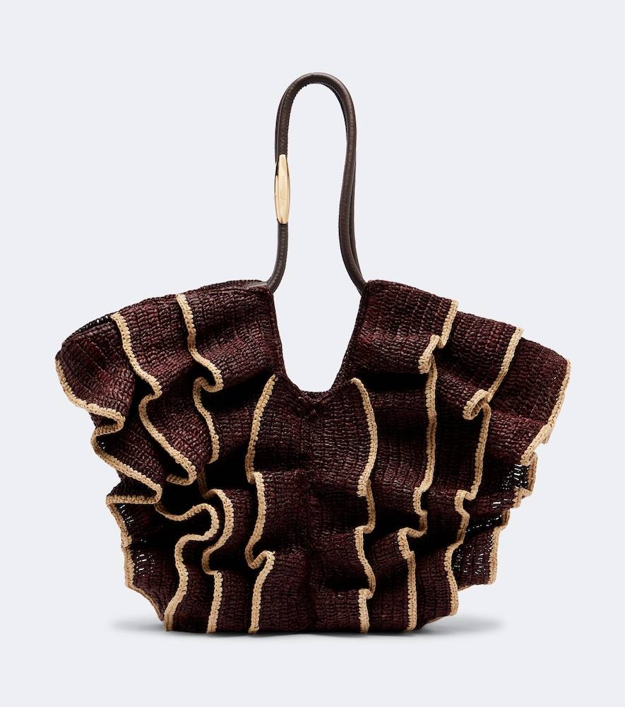 Zimmermann Bolso Goldentime Medium de rafia con volantes - marrón - Talla Única