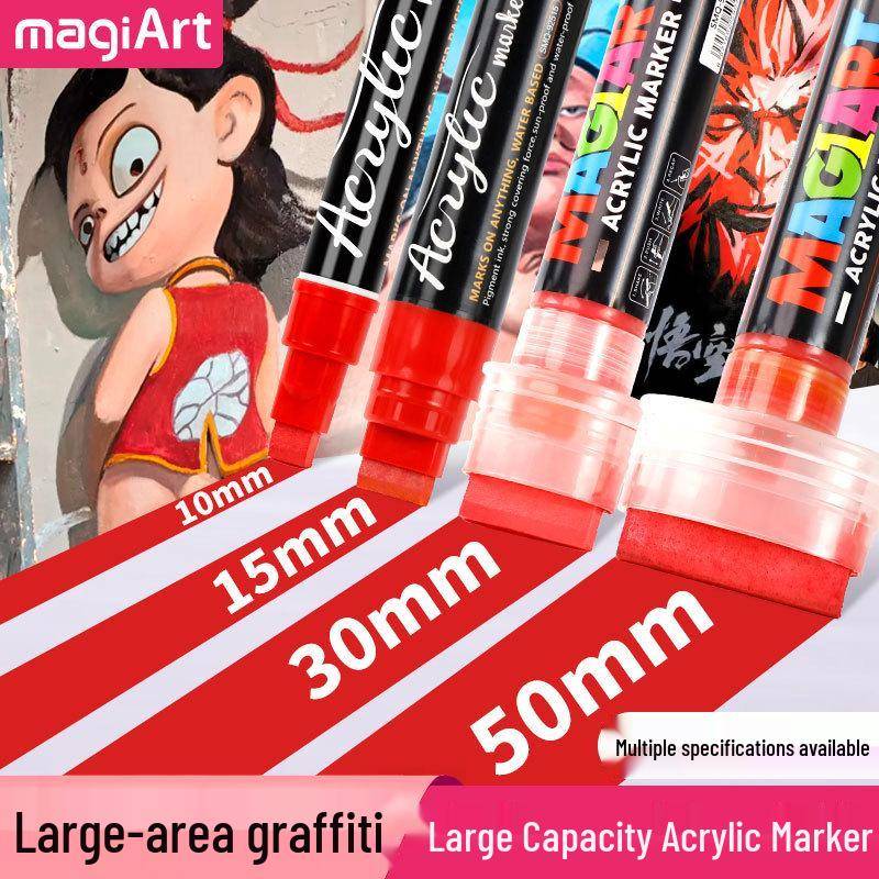 Sommeiqi Akrylmarkörer med Stor Kapacitet - 30MM & 50MM Stapelbara Konst Målning Graffiti Pennor black
