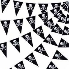 1pack/2pack/3pack,15 st 5meter,Halloween Pirate Banner Skalle Piratflagga Pirat Födelsedagsfestdekorationer Piratskepp Triangel Vimpel Dekor För Bröll - flerfärgad (3 st,1 st,2 st)