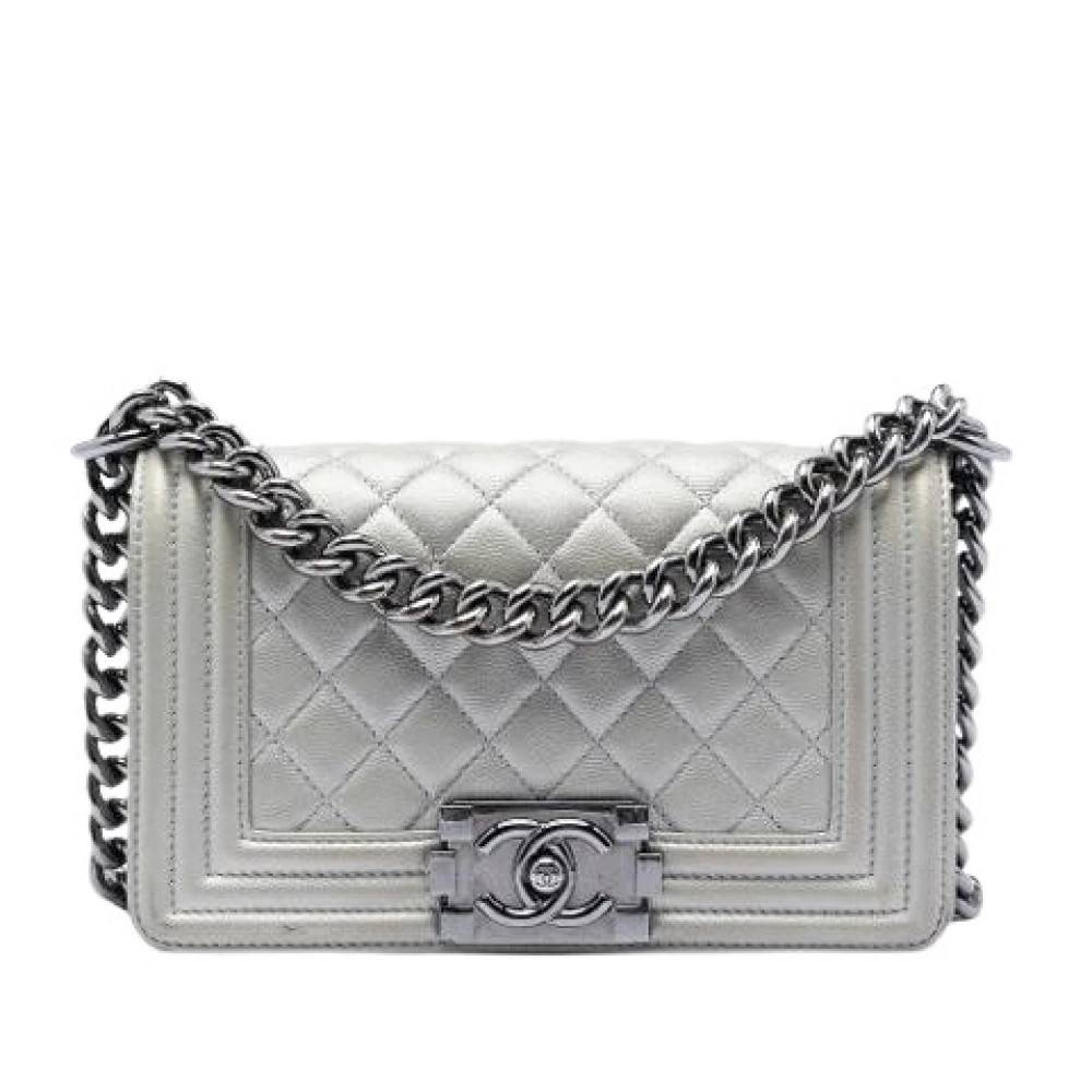 Chanel Vintage Pre-owned Quilted Caviar Crossbody Bag - Vintage - Dame - Grå - ONE SIZE - Uld