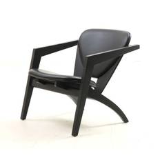 Wegner Butterfly GE460 stol - Sortbejdset eg - Sort læder