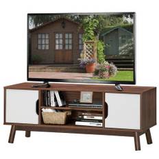 Tv-bänk Tv-skåp trä för tv-apparater upp till 50" tv-bänk med öppen hylla vit