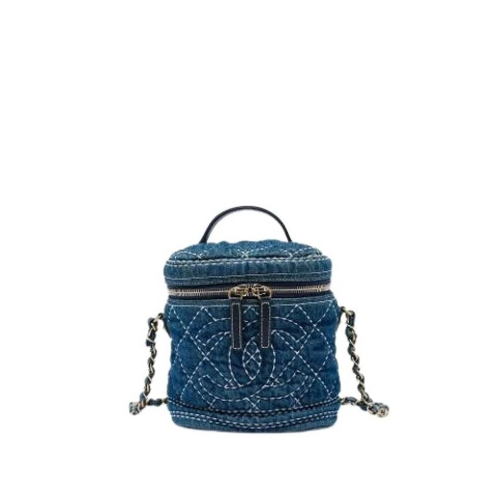 Chanel Vintage Pre-owned Denim Vanity Bag - Vintage - Dame - Blå - ONE SIZE - Denim