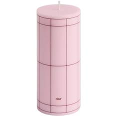 Hay Column Candlesmall-light Pink With Bordeaux Grid Light Pink With Bordeaux Grid - Stearinlys hos Magasin