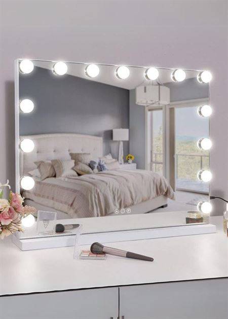 UNIQ XL Lyx Hollywood Sminkspegel med 15 LED-lampor & touch