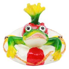 Frog Pond Ornaments Resin Colorfast Easy Float Water Floating Frog Garden Statue for Home Garden Swimming Ring Frog