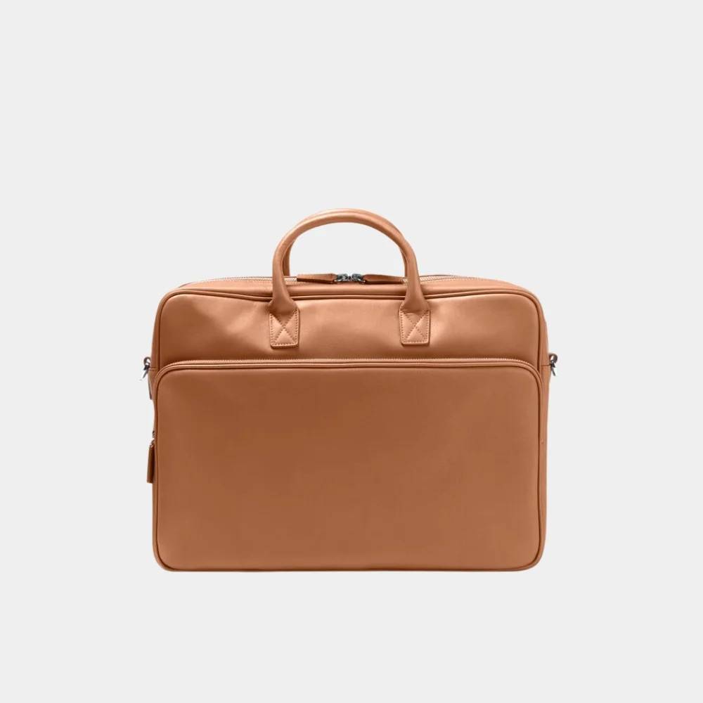 Henderson Cognac Brown Leather Laptop Briefcase Bag
