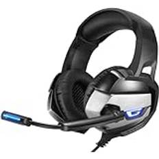 SilteD RajoNN spelheadset, mikrofonhörlurar huvudmonterat 7,1-kanals USB-spelheadset/trådbundet headset (färg: svart)