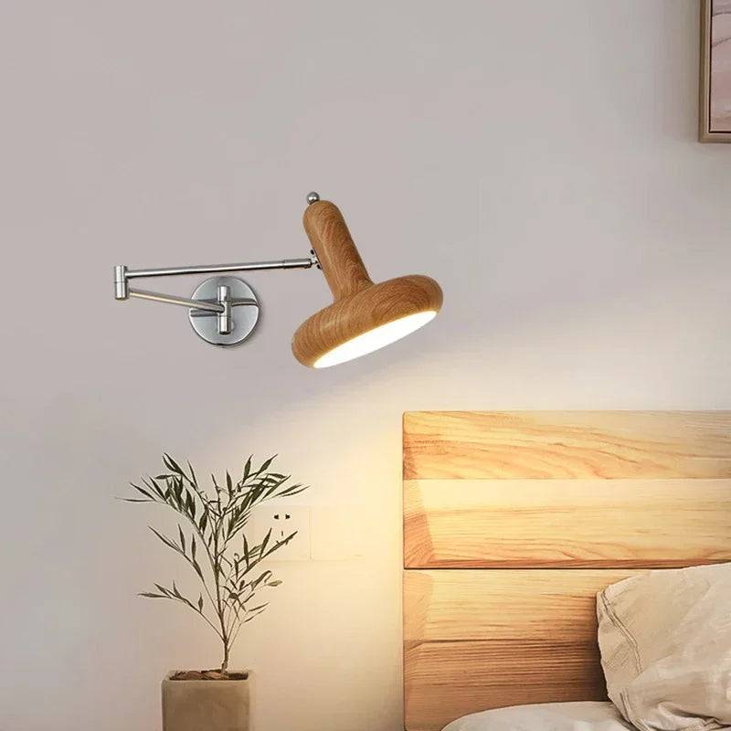 GlowSwing Lampa - Stilren LED Vägglampa för Hemmet - Trä / Kall Vit