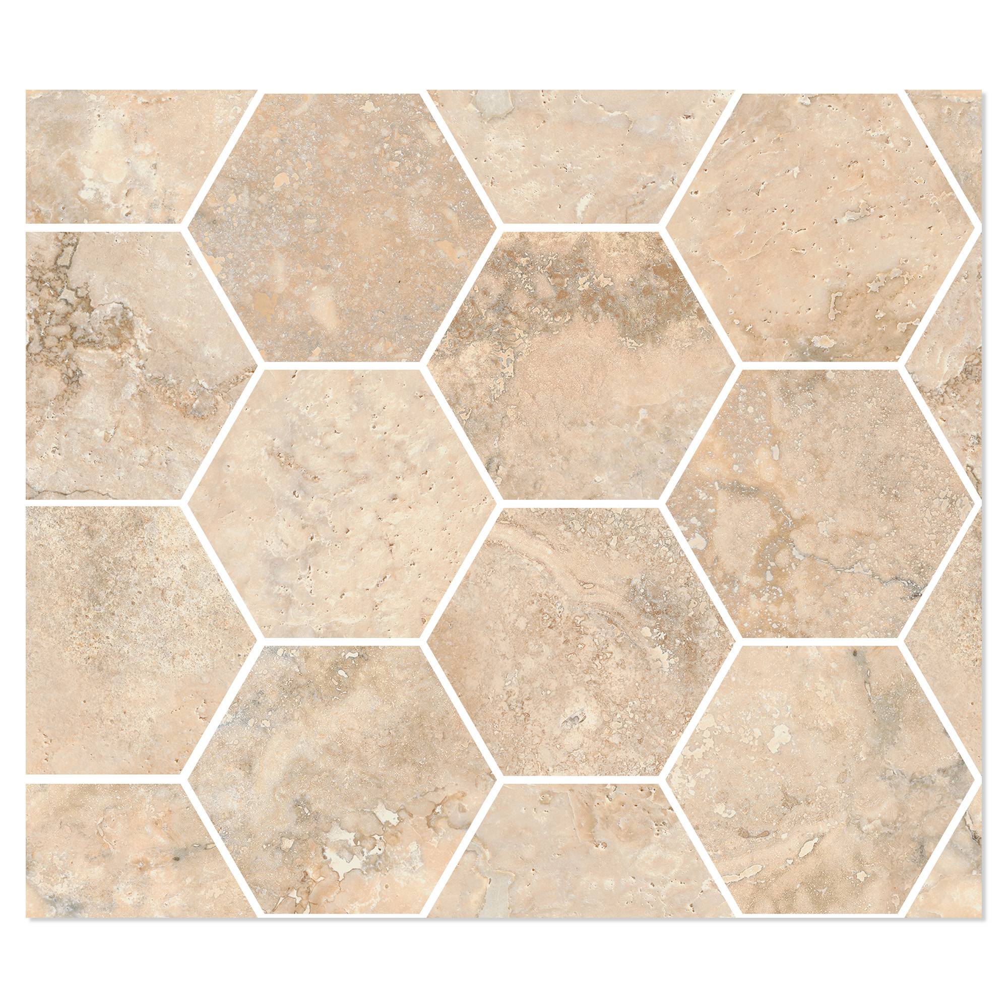 Sant’Agostino Hexagon Mosaik Klinker Invictus Cross Beige Matt 30x35 cm