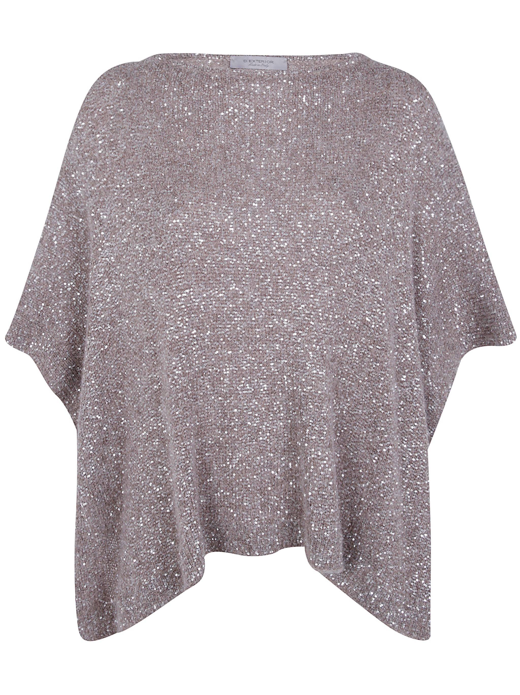 D. EXTERIOR Sweater Soft Alpaca Crystals Cape