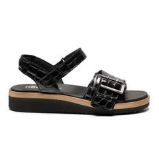 Damesandal, Sort kroko, New Feet str. 38