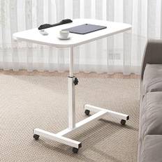 Litet Stående Skrivbord, Mobilt Skrivbord Justerbar Höjd På Låsbara Hjul, Rullande Laptop-skrivbord, Justerbart Skrivbord C-bord for Soffa, 90° Fällbart Sängbord (Style : White, Size : 60cm/23.6in)