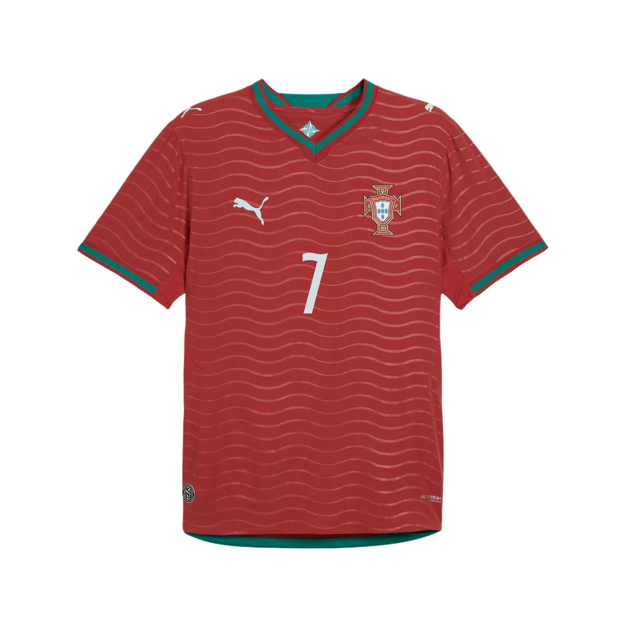 PUMA Cristiano Ronaldo Portugal 2026 Hem spelare autentisk tröja 'Club Red Green Lagoon' Herr 788140-77 cm brown
