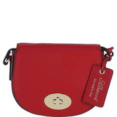 &apos;Borsa della Moda&apos; Real Leather Saddle Crossbody Bag: 63753 Red