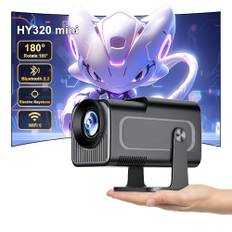 【HY320 Mini】Projektorer Full HD Stöd 4K, Android-projektor Utomhus Mobiltelefon, Bärbar Hemmabio, Miniprojektor, WiFi Bluetooth 1080P, 180 graders Vridning, Bärbar Projektorfilt med